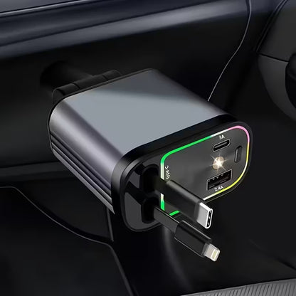 Chargeur de Voiture Rétractable 4-en-1