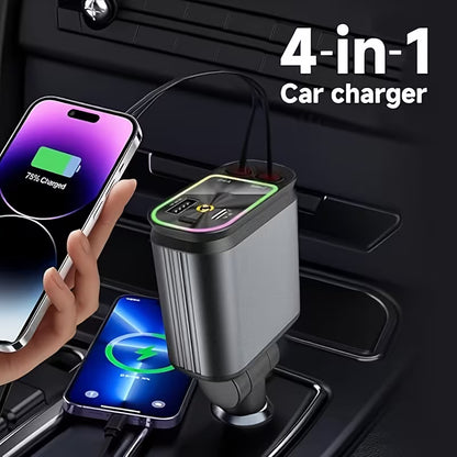 Chargeur de Voiture Rétractable 4-en-1
