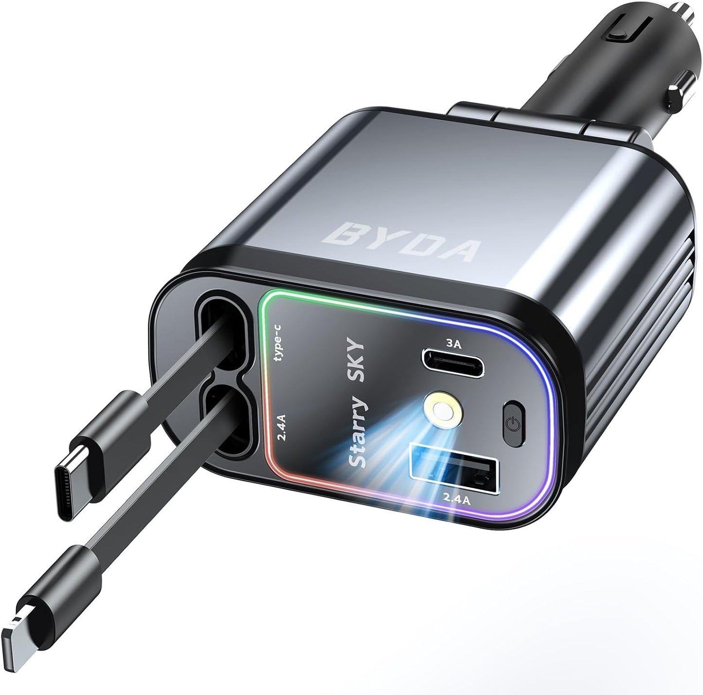 Chargeur de Voiture Rétractable 4-en-1