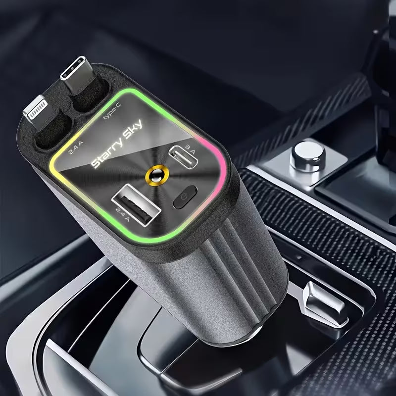 Chargeur de Voiture Rétractable 4-en-1