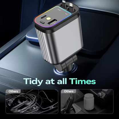 Chargeur de Voiture Rétractable 4-en-1